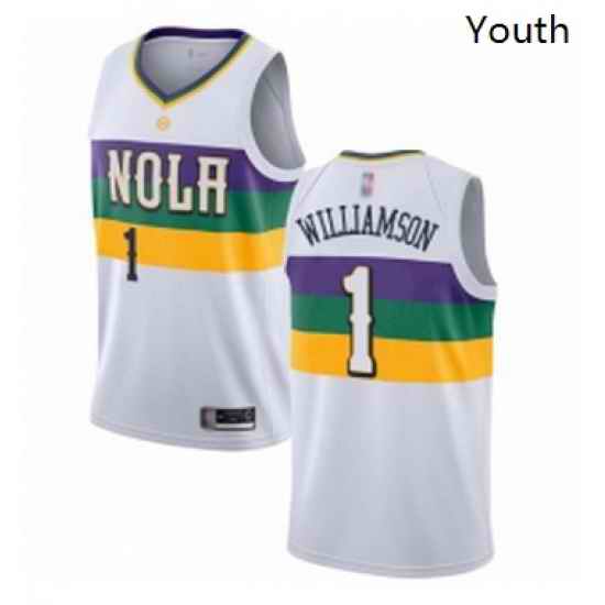 Youth Nike New Orleans Pelicans 1 Zion Williamson White NBA Swingman City Edition 2018 19 Jersey